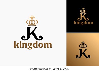 Kingdom Logo: Letter K embodies a fortress, symbolizing strength and unity, ideal for businesses representing stability and authority. Layered EPS Vector