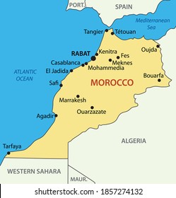 Morocco Western Sahara Political Map Capitals Stock Vector (Royalty ...