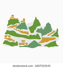 Kingdom in the mountain freehand drawing vector