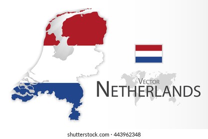 Kingdom of the Netherlands ( flag and map ) ( transportation and tourism concept )