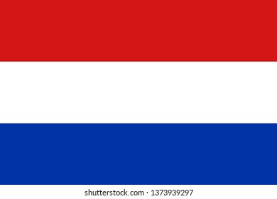 Kingdom of the Netherlands official national flag sign flat vector