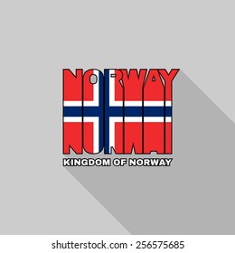 Kingdom of Norway flag of the letters typography, t-shirt graphics, flat design.