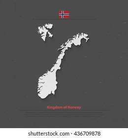 Kingdom of Norway isolated map and official flag icons. vector Norwegian political map 3d illustration. Scandinavian Country geographic banner template. travel and business concept maps