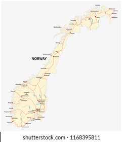 Kingdom of Norway vector road map.