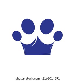 Kingdom pet shop vector logo design. Paw symbol with crown logo vector illustration.	