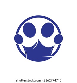 Kingdom pet shop vector logo design. Paw symbol with crown logo vector illustration.	
