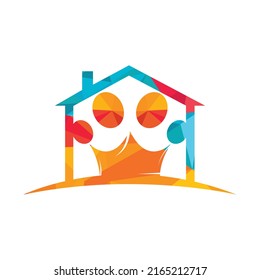 Kingdom pet shop vector logo design. Paw symbol with crown logo vector illustration.	