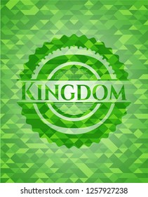 Kingdom realistic green emblem. Mosaic background