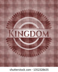 Kingdom red badge with geometric pattern background. Seamless.
