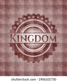 Kingdom red emblem or badge with abstract geometric pattern background. Seamless. 