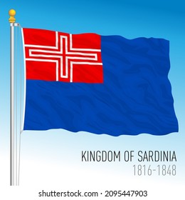 Kingdom Of Sardinia Historical Flag, Italy, 1816 - 1848