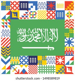 Kingdom of Saudi Arabia 90 National Day. September 23. 2020. Mettle to the top (translated). Eps Vector Illustration.