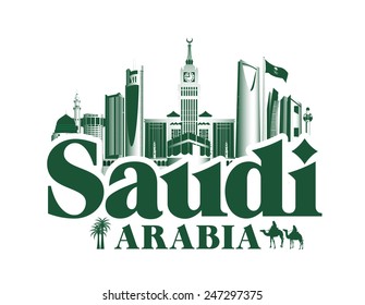 Kingdom of Saudi Arabia Famous Buildings. Editable Vector Illustration