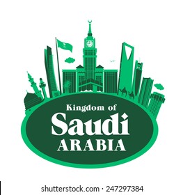 Kingdom of Saudi Arabia Famous Buildings. Editable Vector Illustration