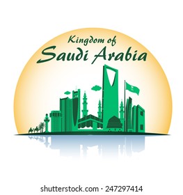 Kingdom of Saudi Arabia Famous Buildings. Editable Vector Illustration