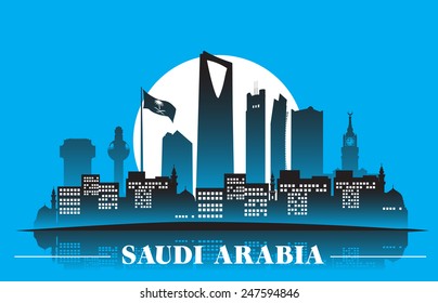 Kingdom of Saudi Arabia Famous Buildings. Editable Vector Illustration