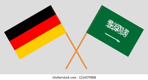 Kingdom of Saudi Arabia and Germany. The KSA and German flags. Official proportion. Correct colors. Vector illustration