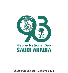 Kingdom of Saudi Arabia Independence Day. Translation Arabic Text: September 23, Saudi National Day. Vector Illustration. Eps 10