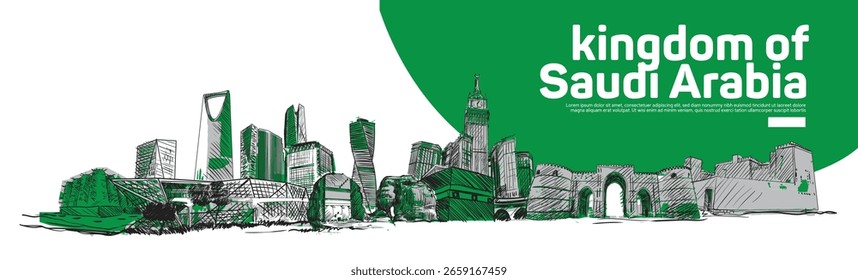 Kingdom of Saudi Arabia landmarks vector illustration