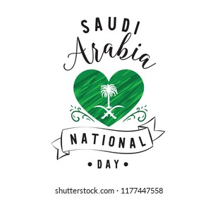 Kingdom of Saudi Arabia national day. September 23. Happy independence day. Typography vector design.