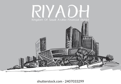 Reino de Arabia Saudita, Riyadh Financial District City Vector Art