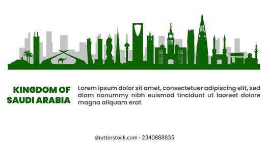 kingdom of Saudi Arabia skyline land Mark. illustration Design .

