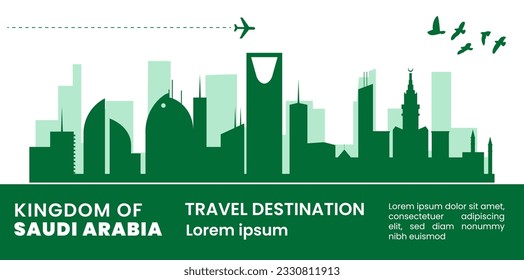 Kingdom of Saudi Arabia travel destination grand vector illustration.
