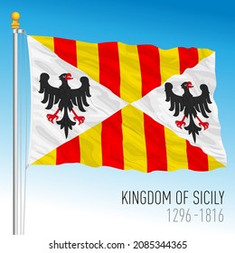 Kingdom Of Sicily Historical Flag, 1296 - 1816, Vector Illustration