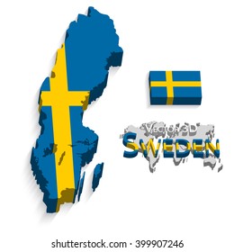 Kingdom of Sweden 3D ( flag and map ) ( transportation and tourism concept )