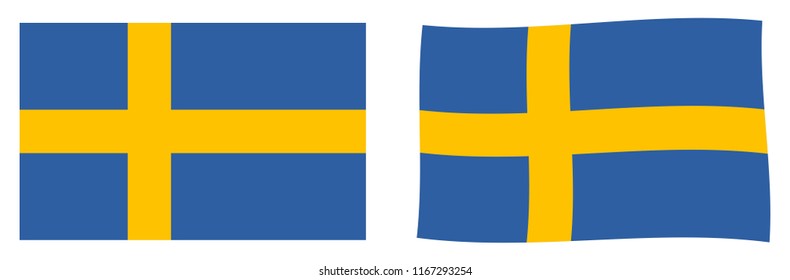Kingdom of Sweden flag. Simple and slightly waving version.