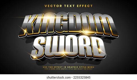 Kingdom sword 3d editable vector text effect with dark luxury concept.