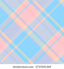 Kingdom texture tartan check, upscale fabric textile pattern. Hotel vector plaid background seamless in cyan and pink colors palette.