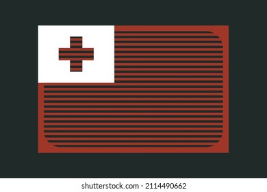 Diseño de la bandera conceptual del Reino de Tonga para pegatinas, afiches, pancartas,  y diseño de camisetas. 
