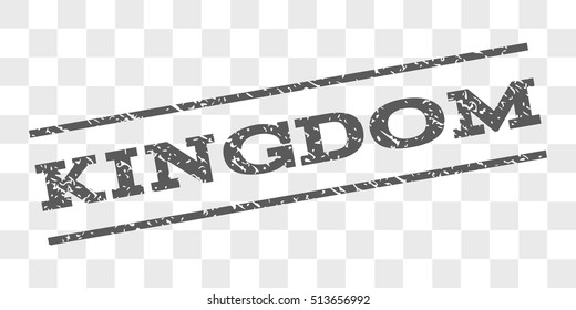 Kingdom watermark stamp. Text caption between parallel lines with grunge design style. Rubber seal stamp with dirty texture. Vector grey color ink imprint on a chess transparent background.