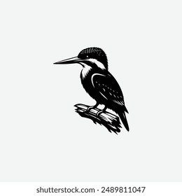 kingfisher abstract logo, bird, small bird sign, icon template