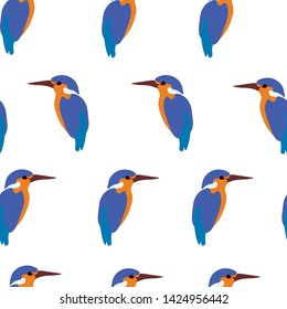 Kingfisher animals birds seamless vector pattern. Concept for print, textile, print, web design