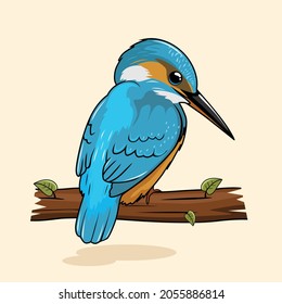 caricatura de kingfisher bird realista