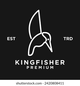 Kingfisher Bird Line icon design illustration