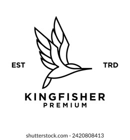 Kingfisher Bird Line icon design illustration