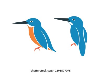 Kingfisher bird logo. Isolated kingfisher bird on white background