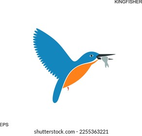 Kingfisher bird logo. Isolated kingfisher bird on white background