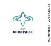 Kingfisher bird logo outline vector design. Modern creative design