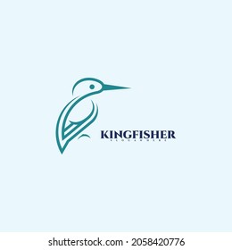 Kingfisher bird logo outline vector design. Modern creative design