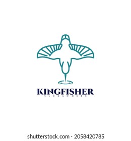 Kingfisher bird logo outline vector design. Modern creative design