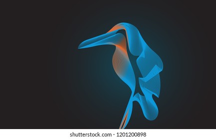 Kingfisher bird on black background. Blend tool.