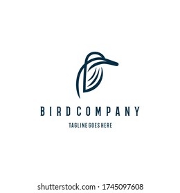 Kingfisher Bird Outline Animal Beautiful Fauna Background Logo Design