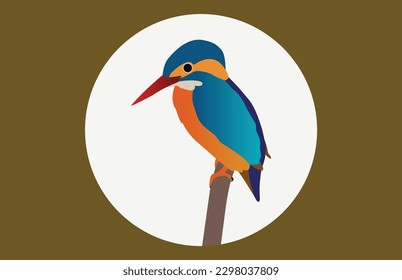 Kingfisher bird setting on tree vector arts