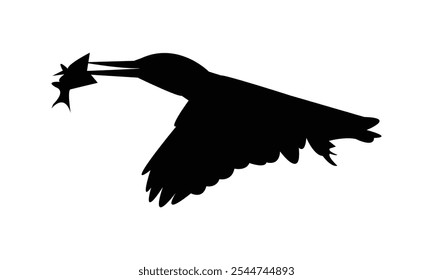 Kingfisher Bird Silhouette Design  And Vector Illustration. 