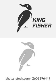kingfisher bird silhouette logo, vector illustration,