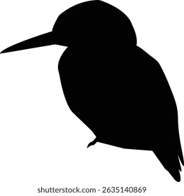 Kingfisher Bird Silhouette on white silhouette